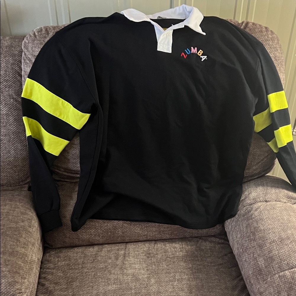 Zumba Fitness Black and Yellow Dress Shirt